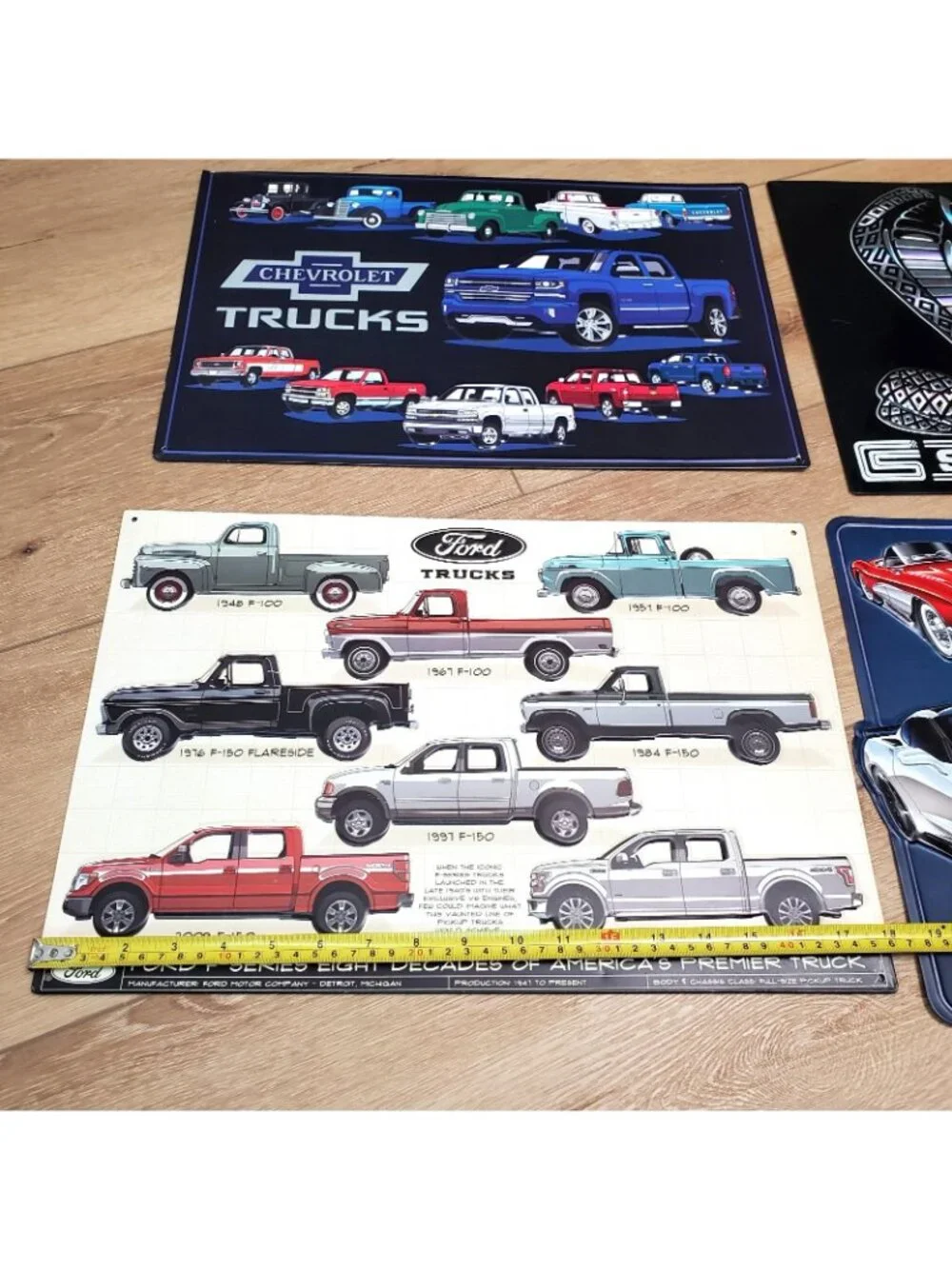 Metal Tin Sign Garage Ford F-150 Pickup Truck Chevy Shelby Corvette Lot Man Cave
